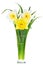 Beautiful spring flowers in vase: yellow-white, orange narcissus