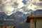 Beautiful spring landscape of the Alpine mountains view from Valle d`Aosta, Italy