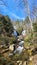 A beautiful spring landscape at Anna Ruby Falls with running water, rocks and lush green trees and plants in Unicoi State Park