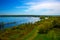 Beautiful spring landscape from high hill.