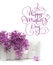 Beautiful spring lilac and a small fence on the white background and text Happy mothers day. Calligraphy lettering hand