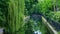 Beautiful spring river and forest. Nature Reflection of trees in the water. Abstract natural background. Blurry