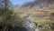 Beautiful spring sunshine Glencoe river Clachaig Scotland UK with mountains in Scottish Highlands in spring with people