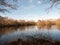 beautiful springtime lake scene outside nature reserve dedham