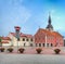Beautiful square of Bauska, Latvia. Medieval buildings