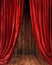 A beautiful stage with a large red curtain