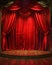 A beautiful stage with a large red curtain