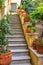 Beautiful stair of cozy alley on Acropolis slope in Athens