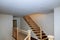 Beautiful stair railing and carpeted steps in house