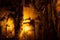 Beautiful stalactites and stalagmites inside the Khao Luang Cave.