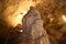 Beautiful stalagmites and stalactite inside the Wat Tham Suwan Khuha or Golden cave.