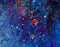 Beautiful starry night sky background - painting with acrylics on canvas