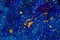 Beautiful starry night sky background - painting with acrylics on canvas