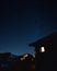 Beautiful Stars in Alpine Night Sky, With wooden hut in the foreground