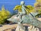 Beautiful statue of a bronze Boy on a Dolphin, an artwork based on the film of the same name, filmed here in 1957, Hydra Island,