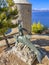 Beautiful statue of a bronze Boy on a Dolphin, an artwork based on the film of the same name, filmed here in 1957, Hydra Island,