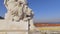 The beautiful statues on the top of Augusta Street Arch in Lisbon