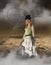 Beautiful Steampunk Woman Grunge Background