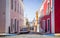 Beautiful steep street in old San Juan, Puerto Rico