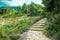 Beautiful steps by the sea on nature in the park background