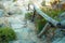 Beautiful steps by the sea on nature in the park background