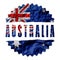 Beautiful sticker, icon, cartoon or illustration made of modified wrinkled paper of Australia flag