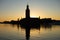 The beautiful Stockholm city hall built in 1910s and 1920s during sunset