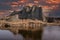 Beautiful stone organ on a manor rock at sunset czech central mountains