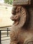 Beautiful stone pillars with god and goddess carving in Veerabhadra Hindu temple located at Lepakshi in the state of Andhra