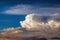 Beautiful stormy cumulus clouds in the sky, background