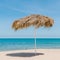 The beautiful straw umbrella at the beach.