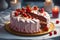 a beautiful strawberry cake in a warm setting generated by Ai
