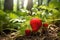 Beautiful strawberry growing on a bush