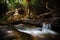 Beautiful stream small waterfall in Wat Palad, Chiang Mai, thail