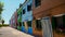 Beautiful street with brightly colored houses, famous Burano island architecture