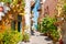 Beautiful street in Chania, Crete island, Greece.