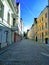 Beautiful street, early morning, europe and blue sky