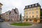 Beautiful street in Fussen with typical bavarian buildings.