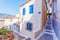 Beautiful street in old greece town, Crete island, Greece. Summer landscape