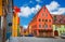 Beautiful streets in Rothenburg ob der Tauber with traditional German houses, Bavaria, Germany