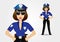 Beautiful strict policewoman holding hands on hips