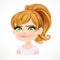 Beautiful stubborn cartoon fair-haired girl with hair gathered in ponytail portrait