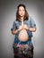 Beautiful stylish pregnant in hippy style