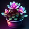 Beautiful succulent plant in a pot on a dark background. Vector illustration. generative AI