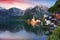 Beautiful summer Alpine Hallstatt Town and lake Hallstatter See