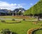 Beautiful summer day view of Mirabell Gardens with Festung Hohensalzburg Castle in the background, Salzburg, Salzburger Land, Aust
