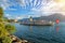 Beautiful summer evening landscape of Lake Geneva in Montreux, Switzerland