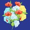 Beautiful summer flowers. A bouquet of hydrangeas and poppies