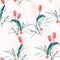 Beautiful summer freshy Trendy Wild blooming flower orange tulip and alstroemeria seamless pattern