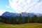 Beautiful summer landscape, fantastic alpine pass and high mountains, Dolomites, Italy, Europe. Out of focus